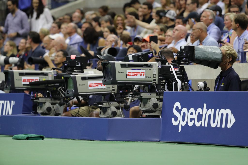 Image of tv cameras on court