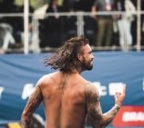Tyson McGuffin playing pickleball with no shirt
