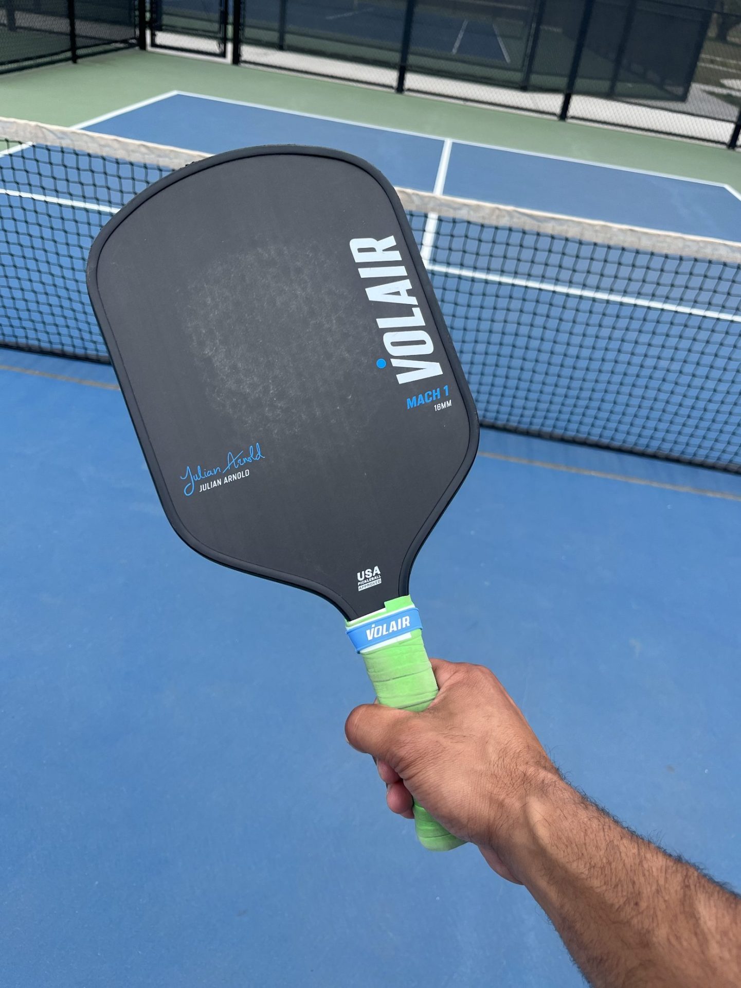 shows wear and tear in the center area where the ball is hit the most