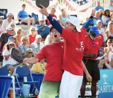 two pro players celebrating