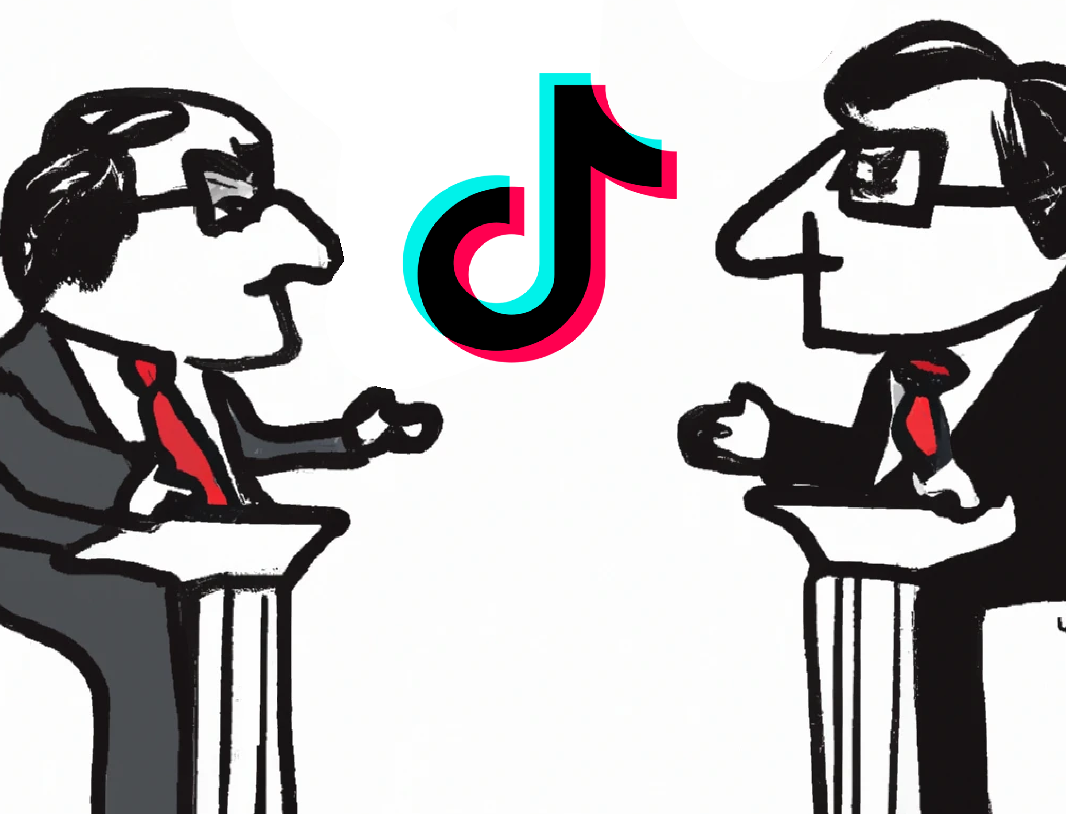 two cartoons talking two each other representing Donald Trump and tucker Carlson's comments about pickleball